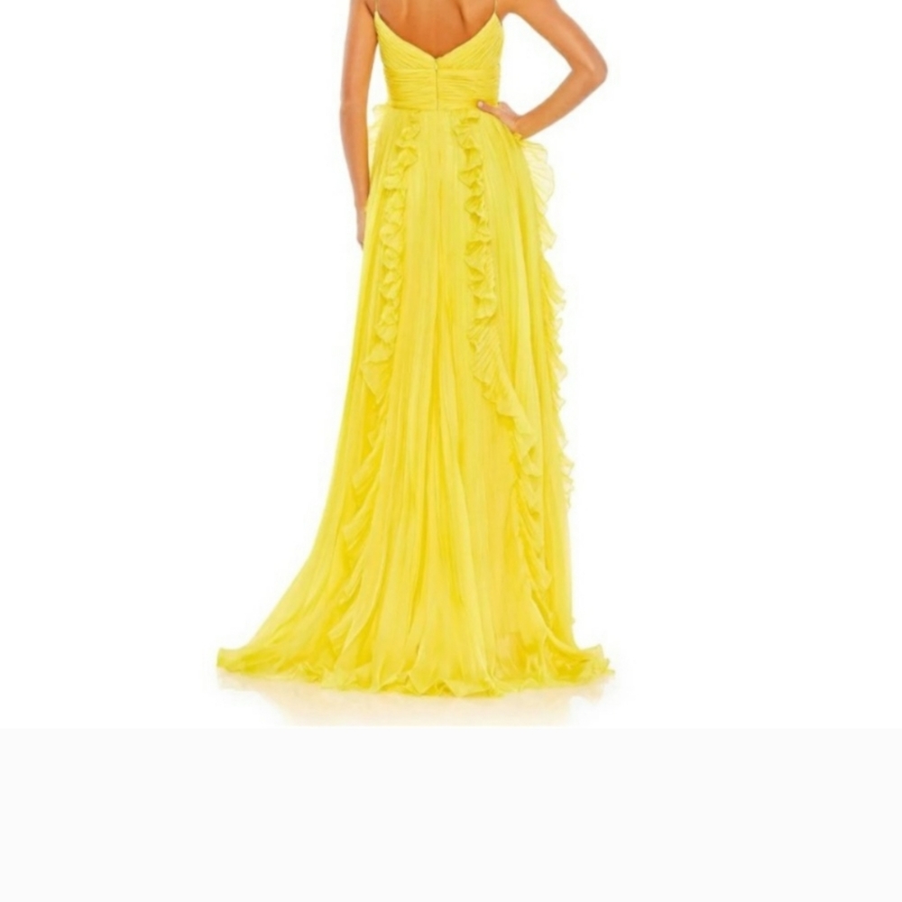 Mac Duggal Ruffle/Pleated Yellow Dress - Picture 2 of 8